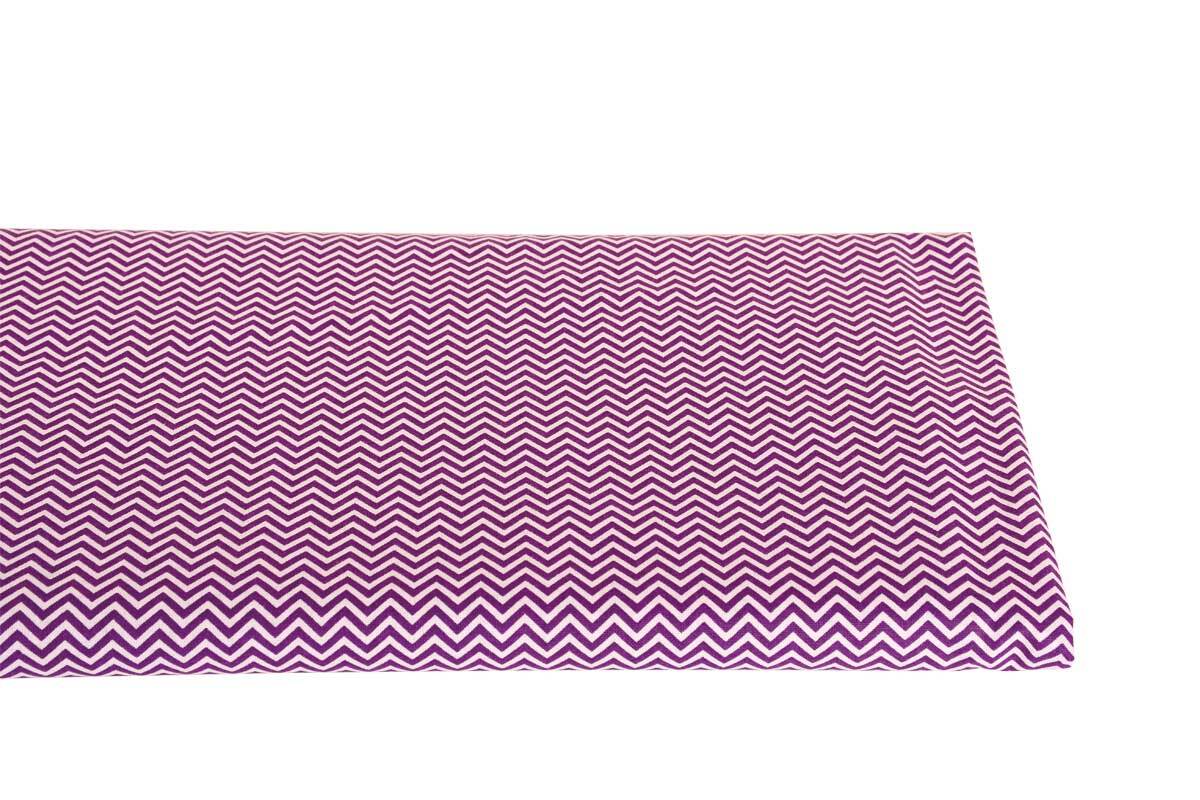 Katoenen stof - bedrukt, wit/violet zigzag
