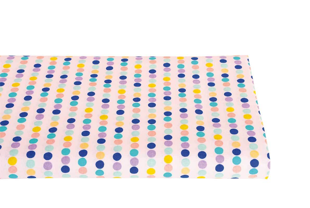 Tissu coton - imprimé, lignes de points bleu/lilas