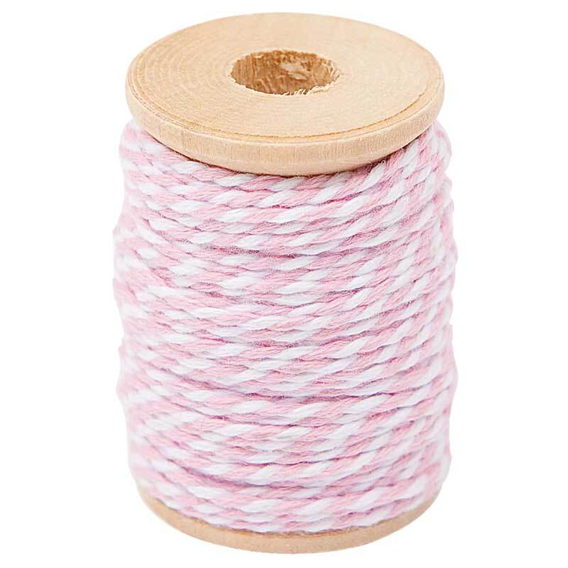 Cordelette coton - 15 m, rose-blanc