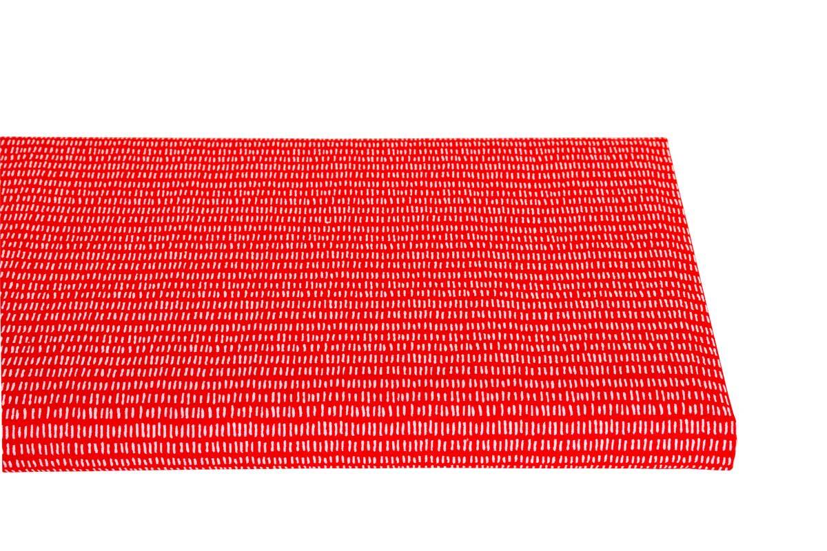 Tissu coton - imprimé, traits rouges/blancs