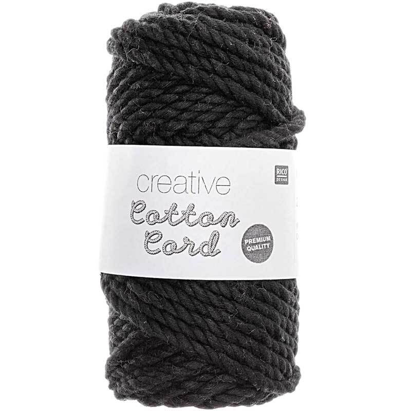 Macram&#xE9; koord - Cotton Cord - &#xD8; 5 mm, zwart