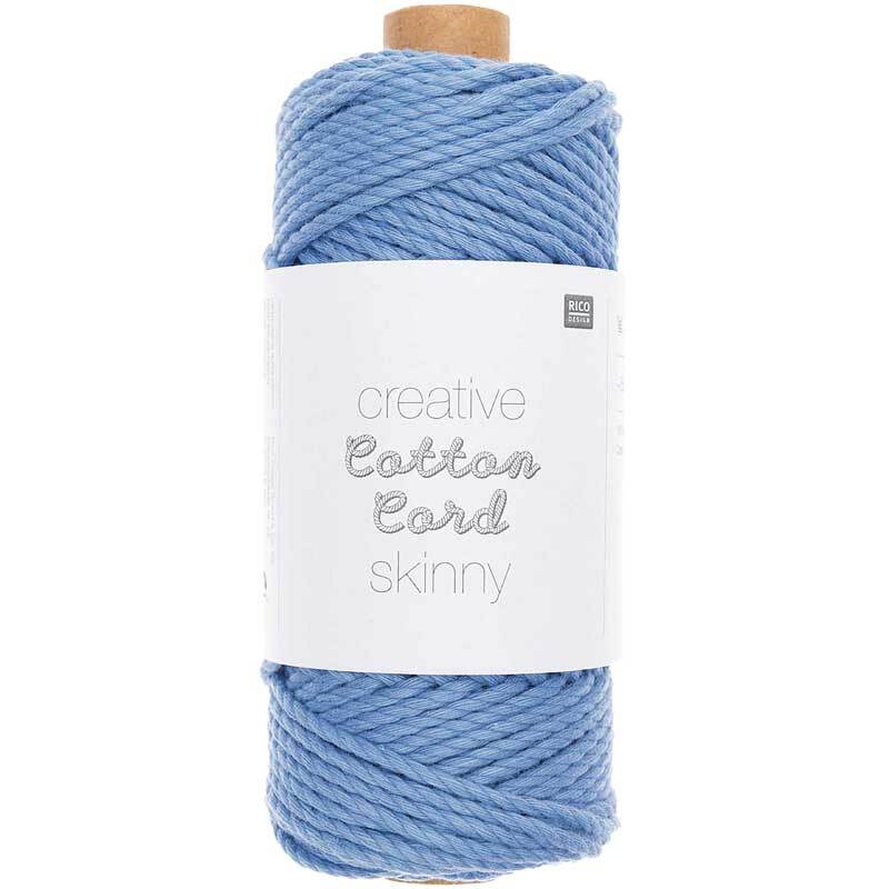 Corde macram&#xE9; Cotton Cord Skinny - &#xD8; 3 mm, bleu