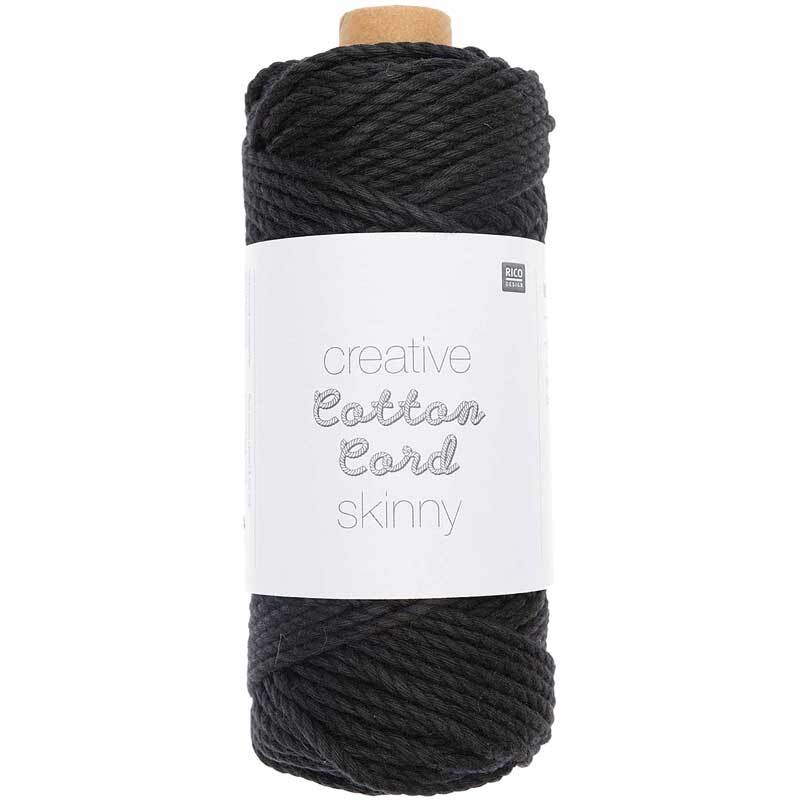 Makrameekordel Cotton Cord Skinny - &#xD8; 3 mm, black