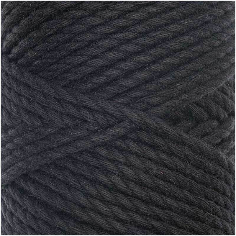Macramé koord - Cotton Cord Skinny - Ø 3 mm, zwart