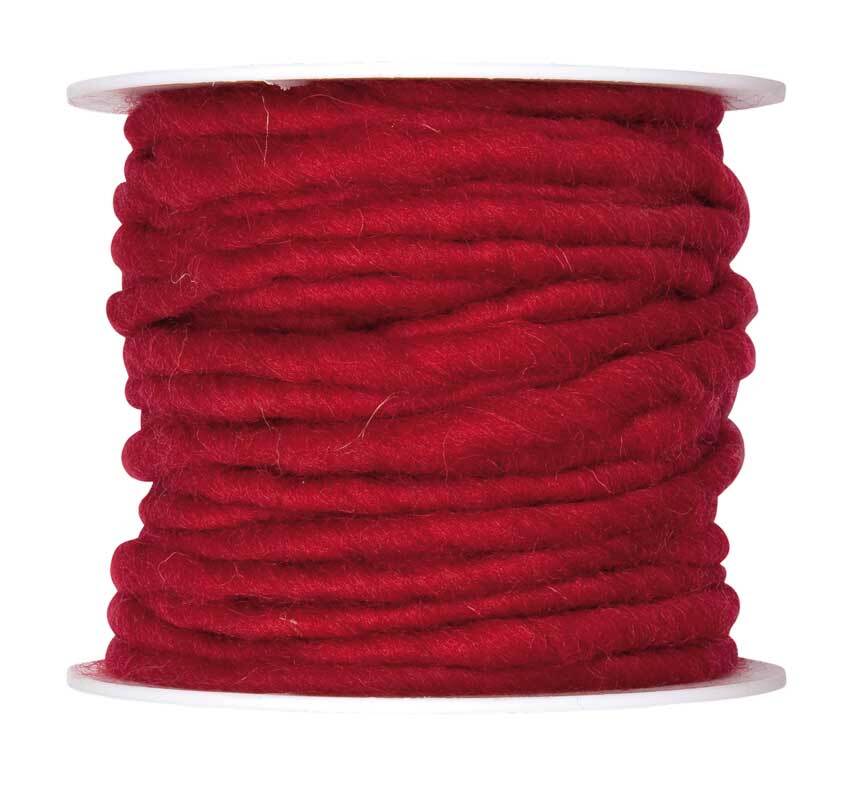 Cordon en laine feutrée, Ø env. 5 mm, bordeaux