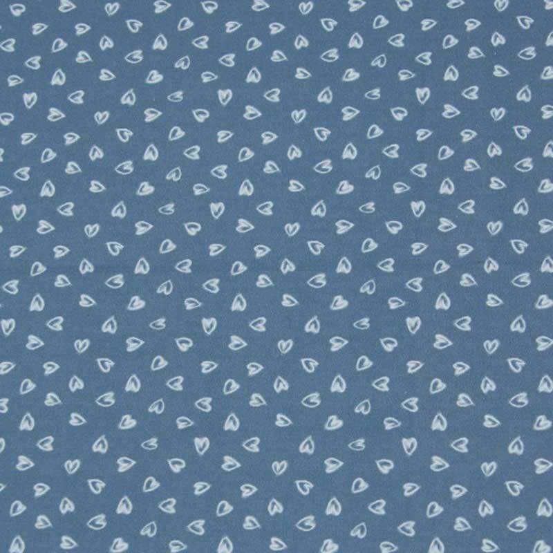 Tissu coton - &#xE0; motifs, c&#x153;urs bleu