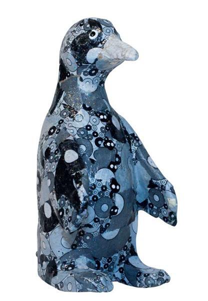 Papier-maché figuur - pinguïn, 13 x 8 cm