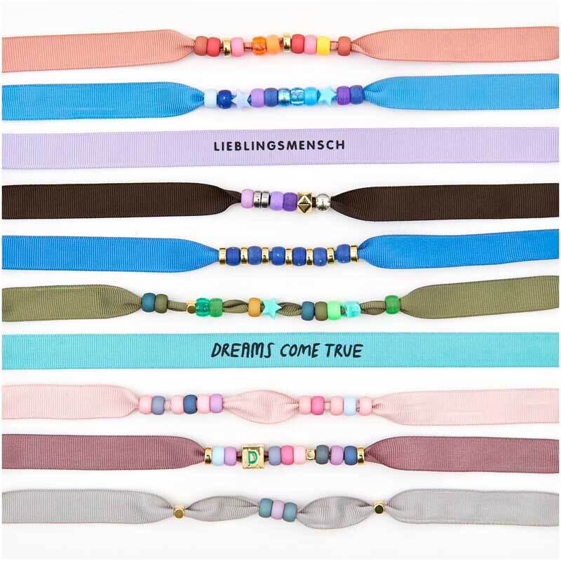 Ripsband Armbänder - 10 Stück, erdfarben