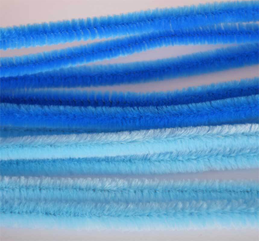 Chenilledraad - 10 st., 50 cm, blauw mix