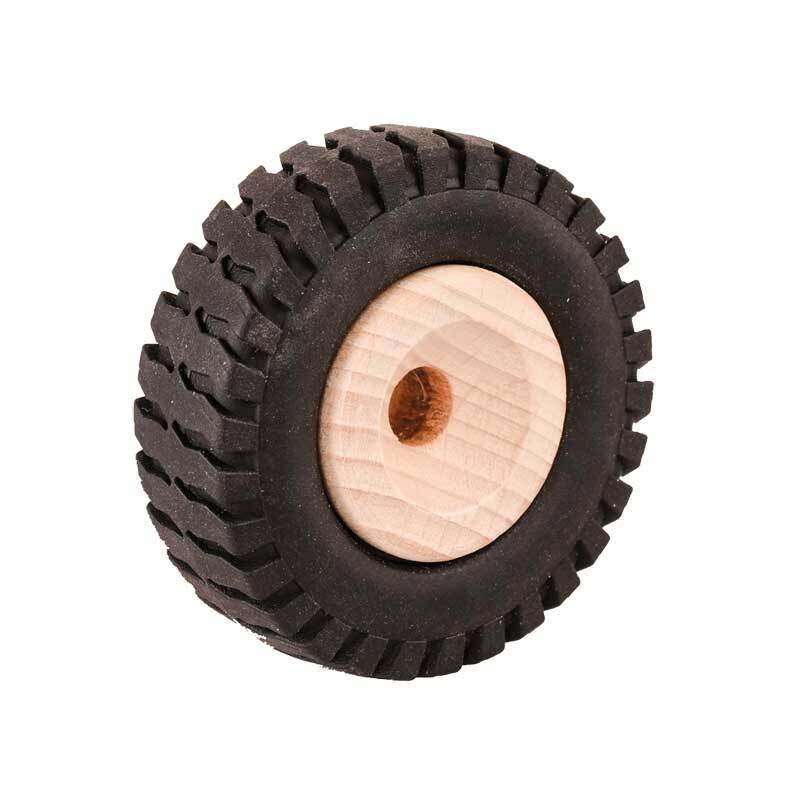 Roue en bois pneu caoutchouc- trou 8,5 mm, Ø 64 mm