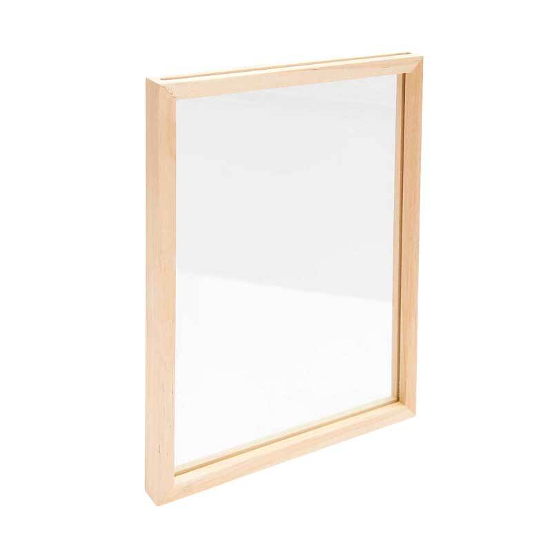 Houten frame met glazen inzet - 13 x 18 x 1,5 cm