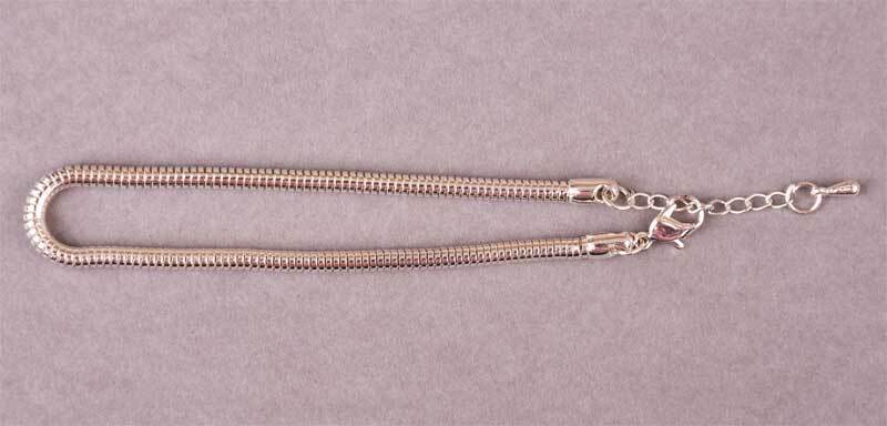 Bracelet coloris argent - 180 mm, maille serpent