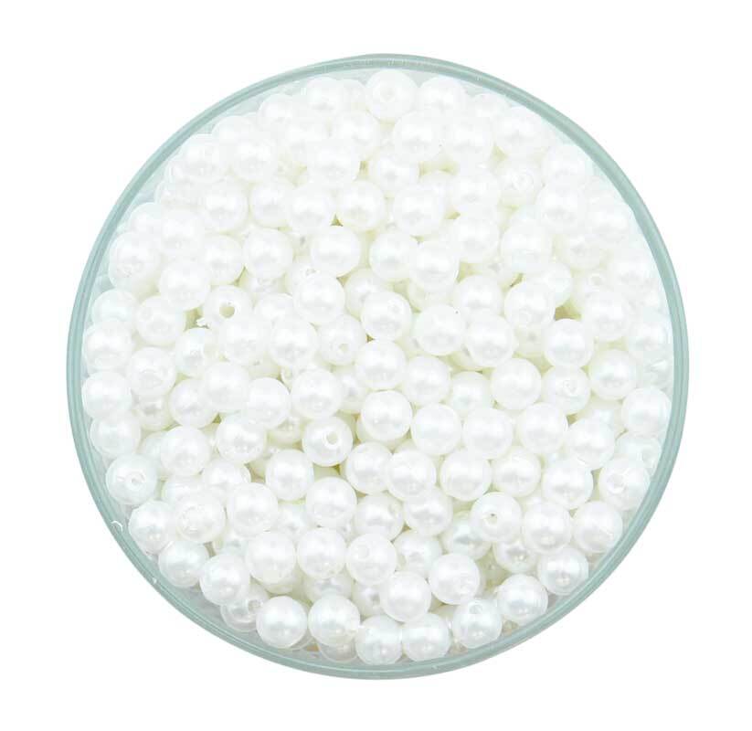 Perles cirées - blanc, env.1500 pces, Ø 6 mm