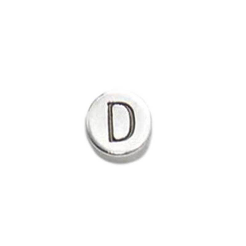 Perle métal alphabet - vieux platine, D