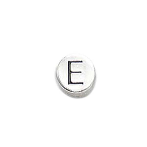 Perle métal alphabet - vieux platine, E