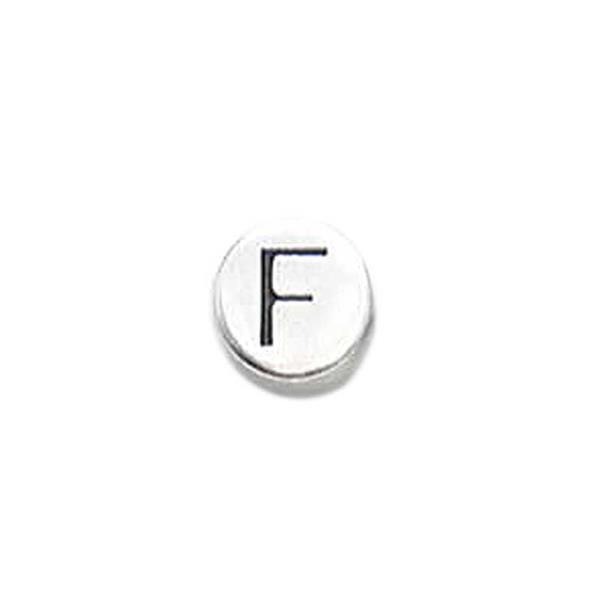 Perle métal alphabet - vieux platine, F
