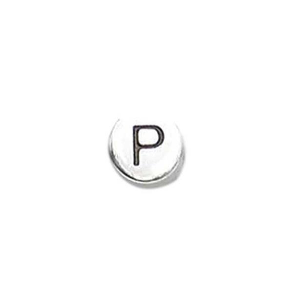 Perle métal alphabet - vieux platine, P