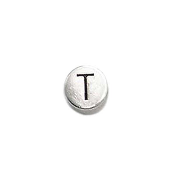 Perle métal alphabet - vieux platine, T