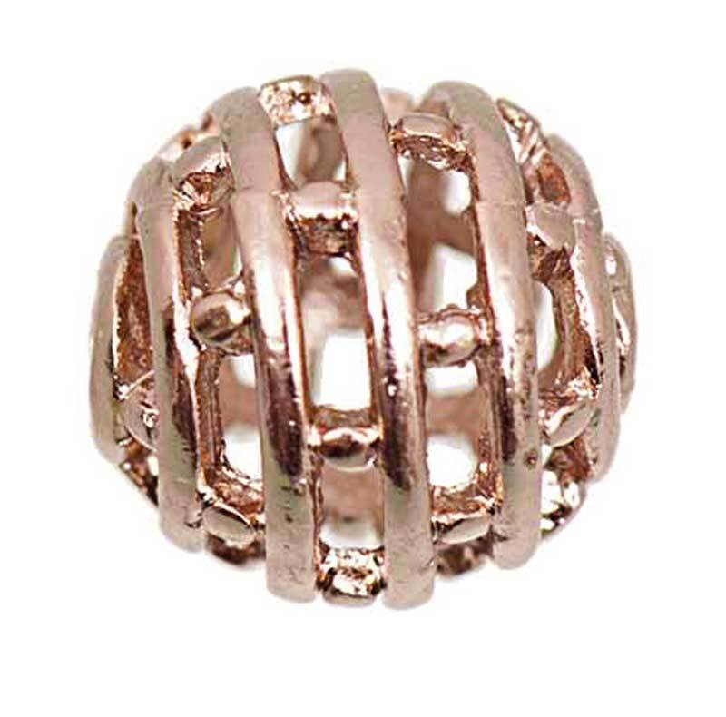 Perles métal bille - 6 pces, rose doré