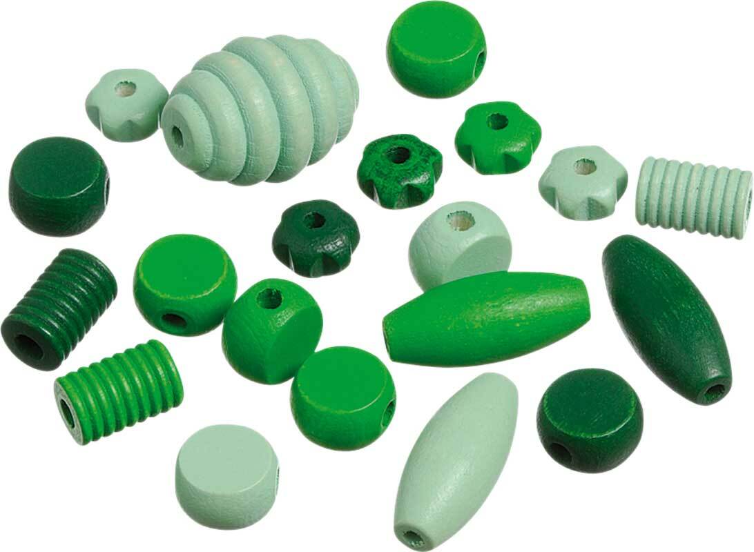 Perles formes en bois - 20 pces, vert