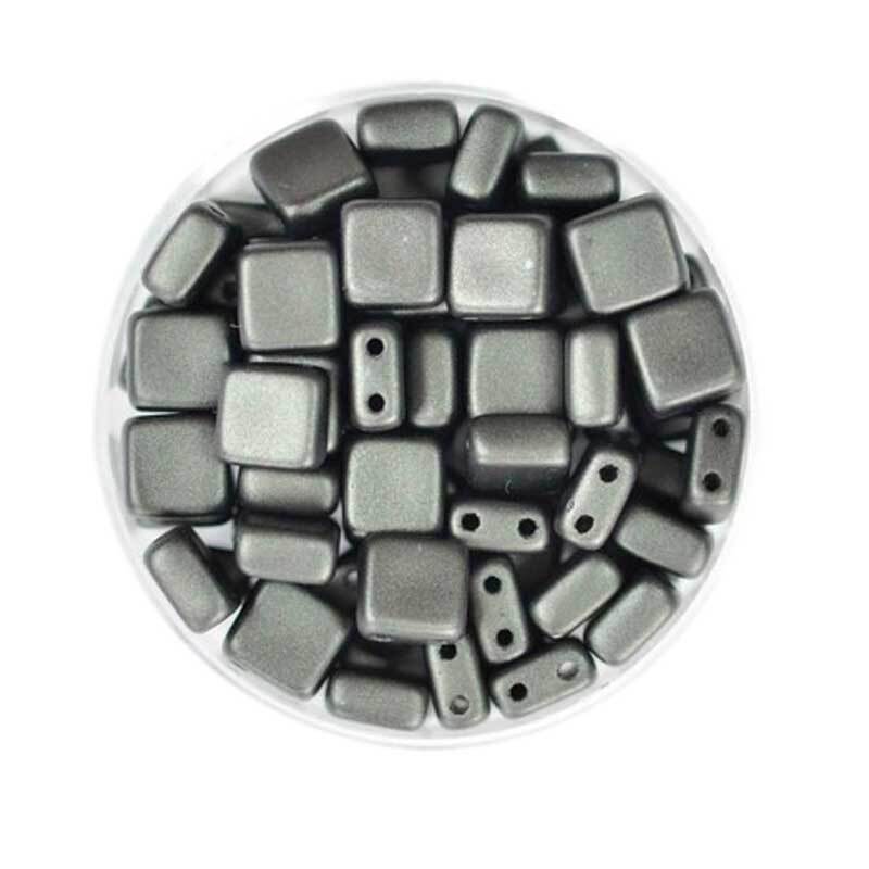 Perles de verre "Square" - 6 mm, noir