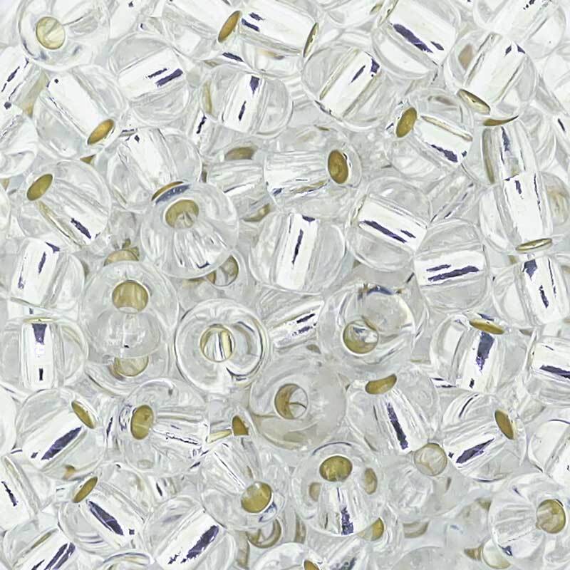 Rocailles avec insert argent - Ø 4,5 mm, cristal