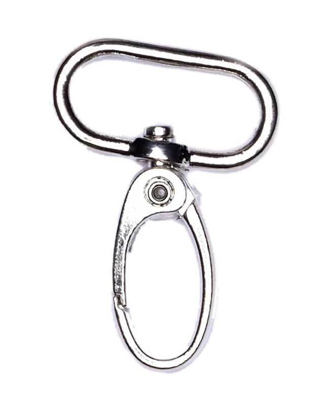Porte-clé mousqueton avec anneau, couleur platine