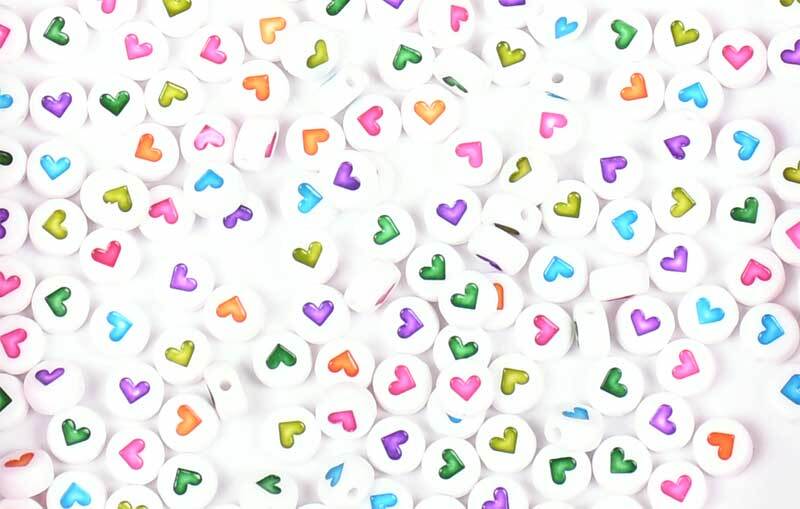 Perles plastiques Cœurs ronds 165 pces