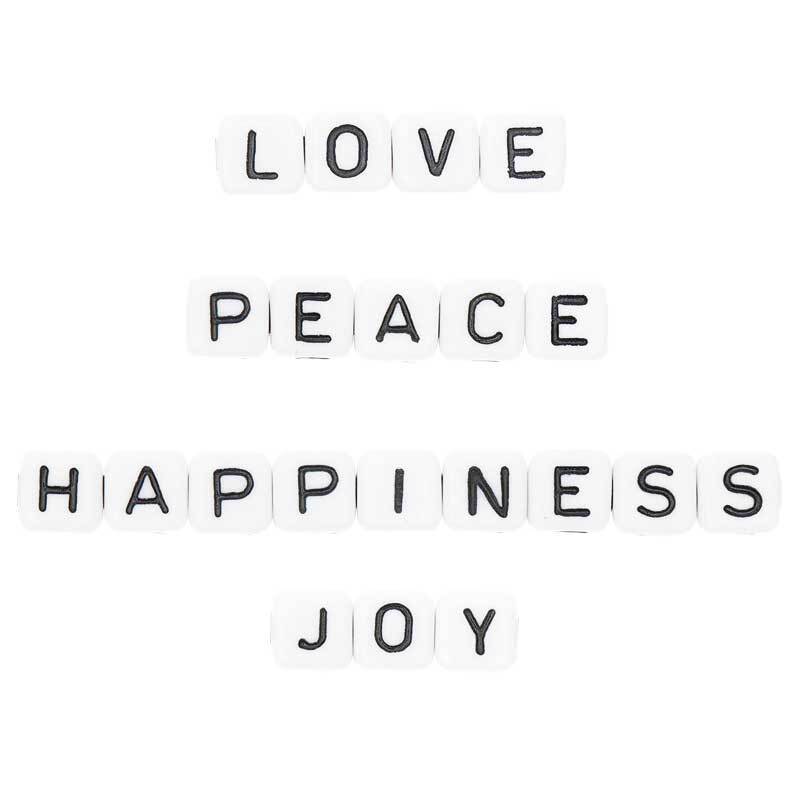 Würfelperlen Set -  Love, Peace, Happiness, Joy