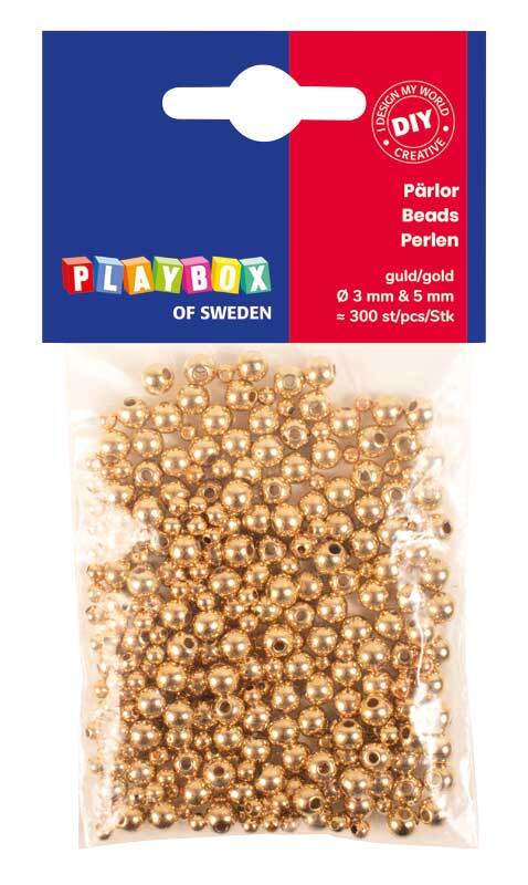 Perles en plastique couleur or, Ø 3 + Ø 5 mm