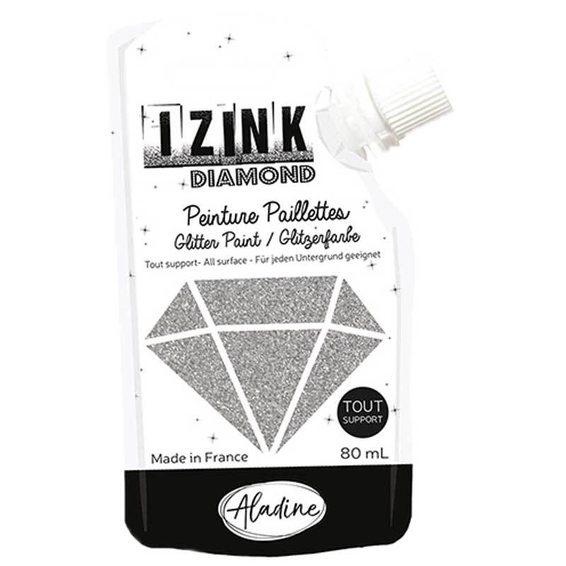IZINK Diamond peinture pailletée - 80 ml, argent
