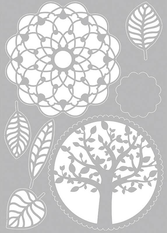 Schablone - A4, Baum-Blätter-Mandala