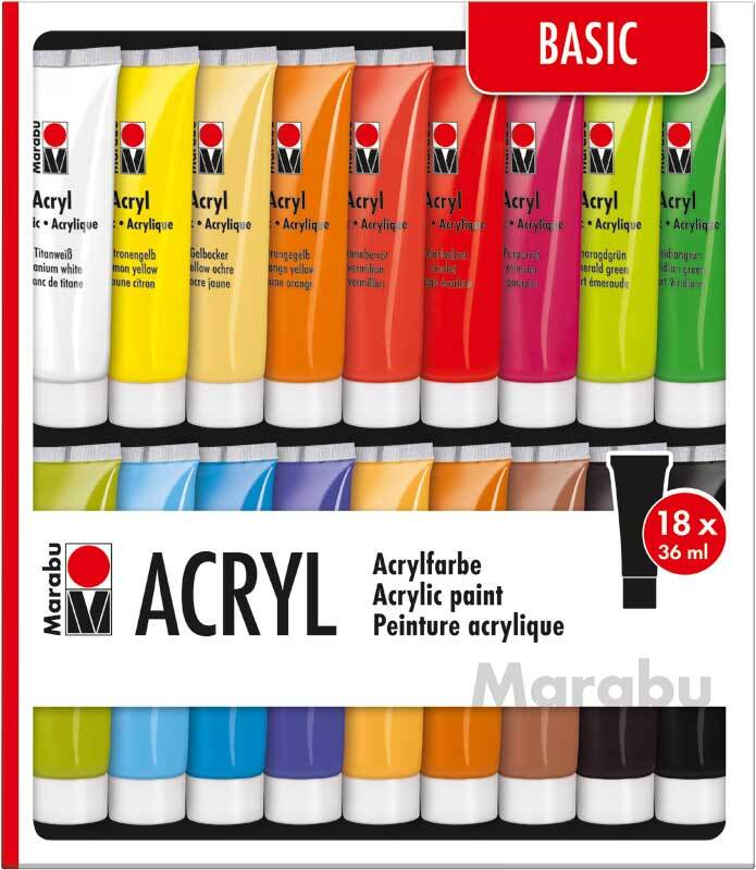 Marabu Set de peinture acrylique - 18 couleurs