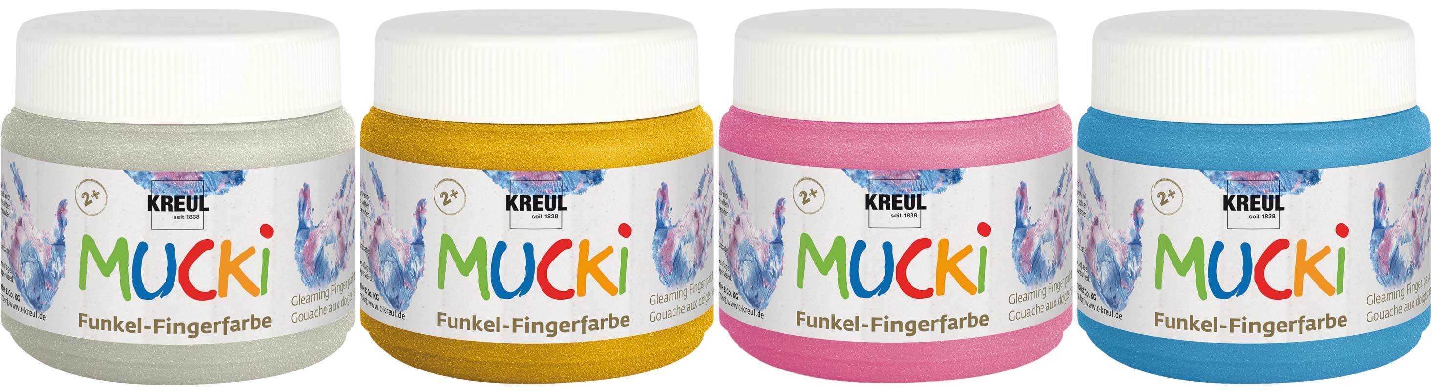 MUCKI Funkelfingerfarben Set - 4 x 150 ml