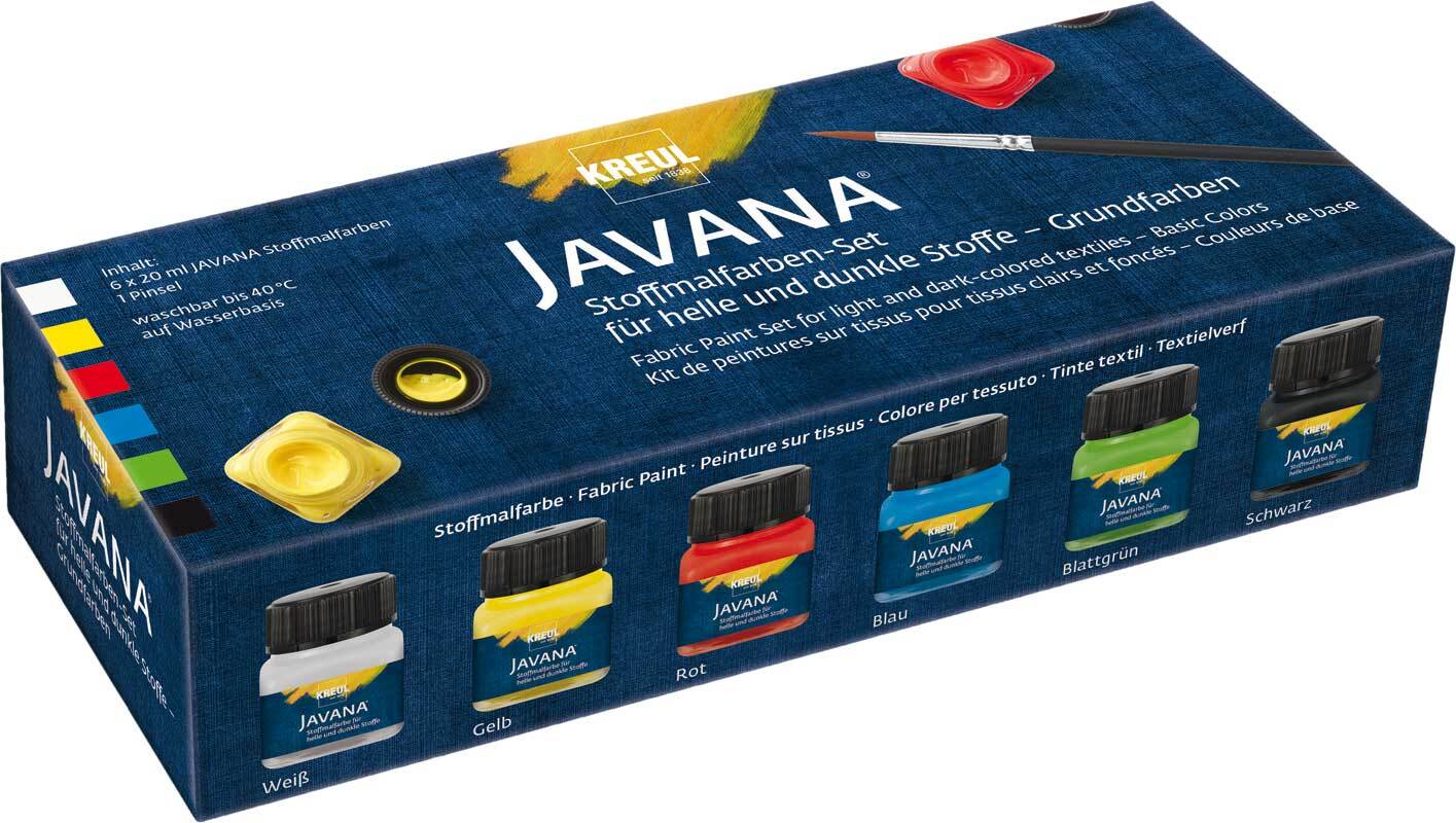 Javana Set de peinture textile, couleurs primaires