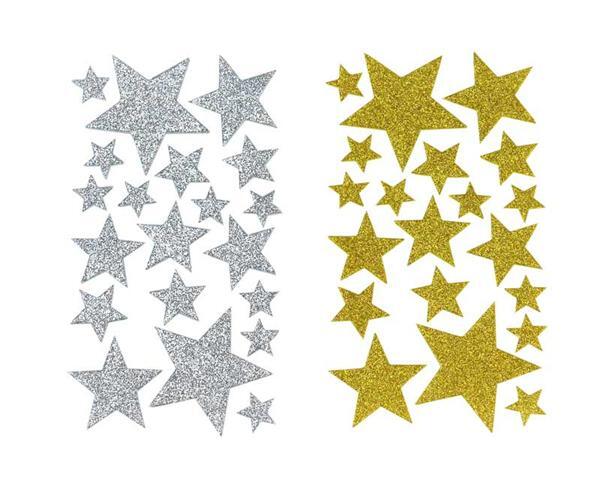 Moosgummi - Sticker, glitter, Sterne