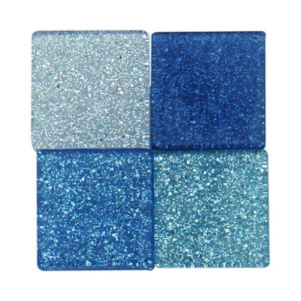 Mozaïek glitter mix - 10 x 10 mm, blauw
