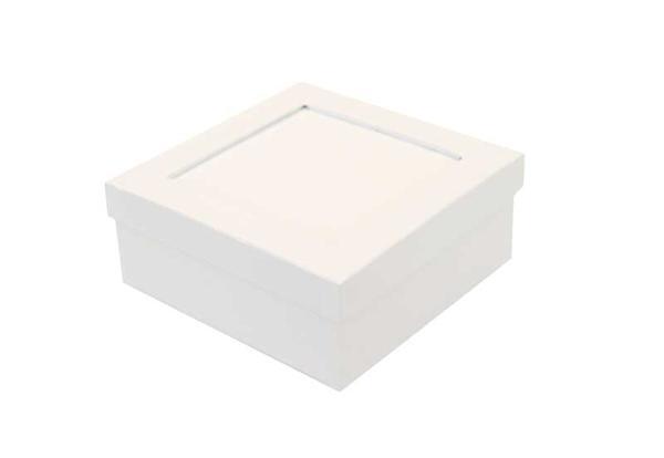 Boîte mosaïques - carré, blanc 15 x 15 x 6 cm