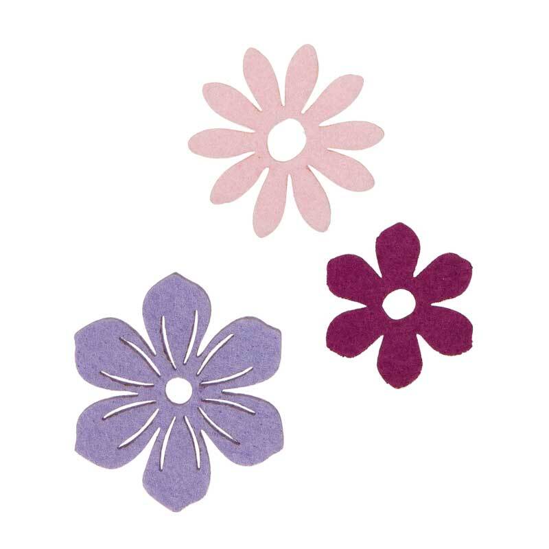 Eléments déco en feutrine - Fleurs, tons violet