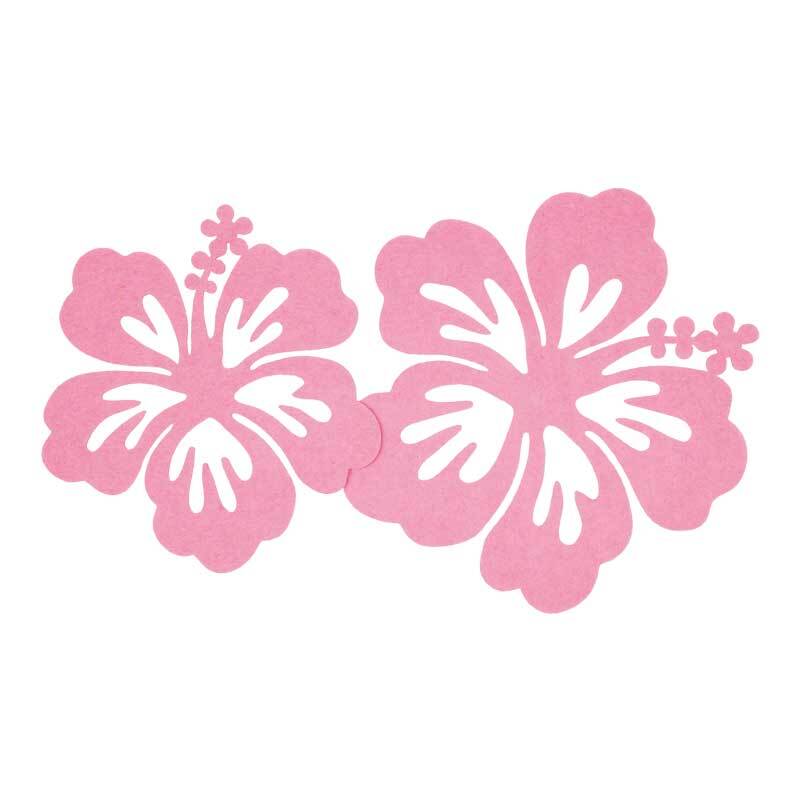 Vilten decoratiedelen - hibiscus, roze