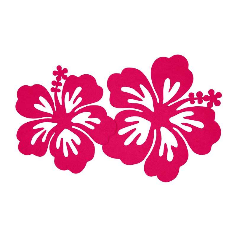 Vilten decoratiedelen - hibiscus, zuurstokroze