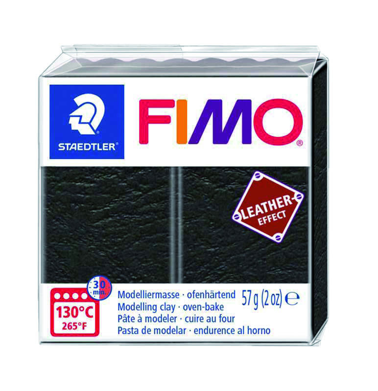 Fimo Leather effect - 57 g, zwart