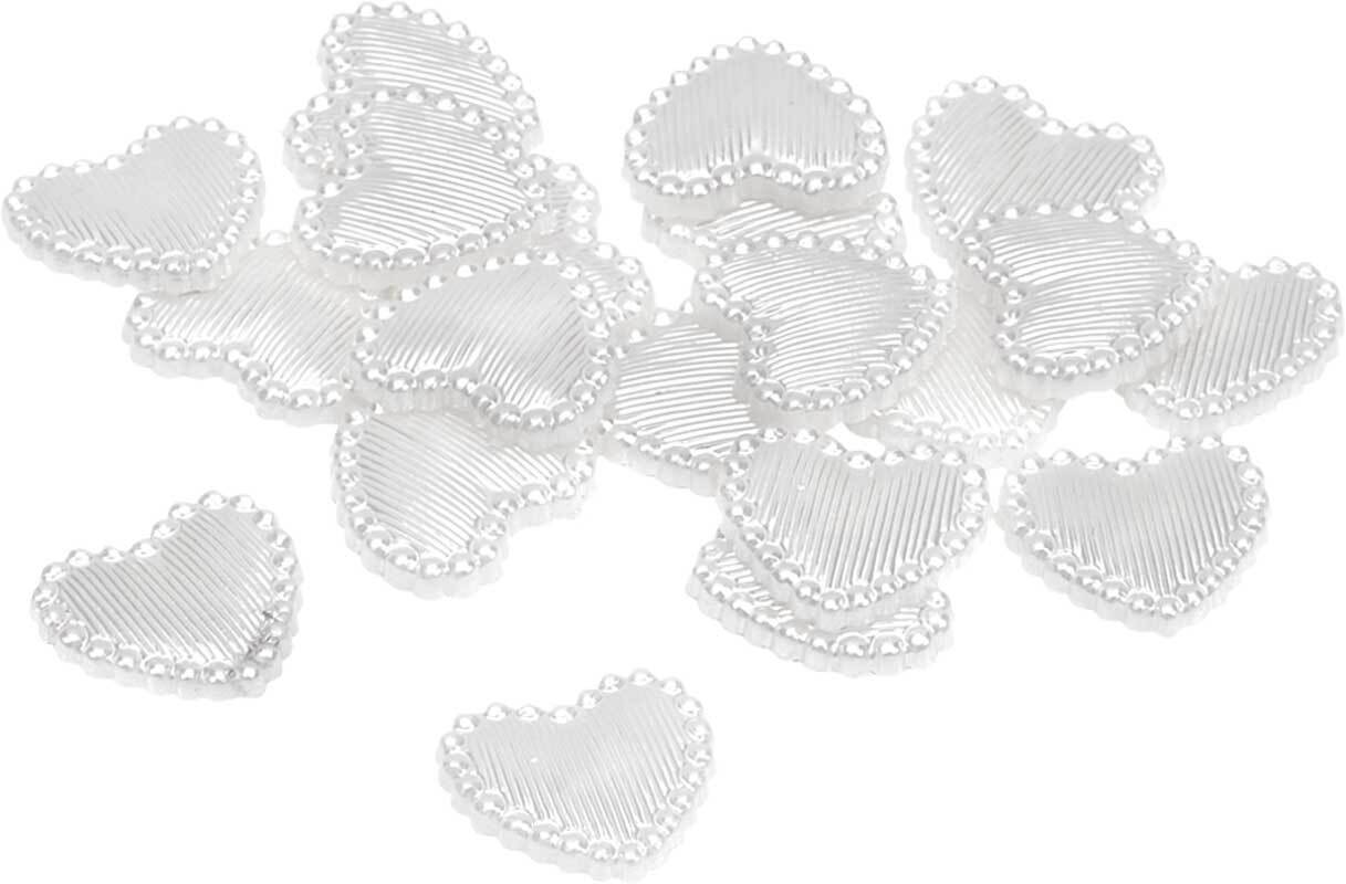 Eléments décoratifs en plastique - cœurs, blanc