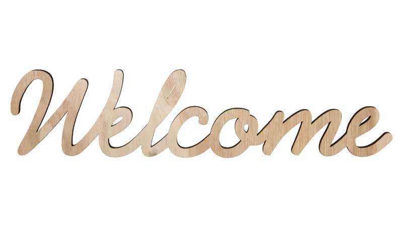 Holz-Schriftzug - "Welcome", 8,5 x 38,5 cm