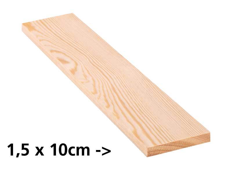 Grenen plank 10 cm, 1,5 x 10 cm