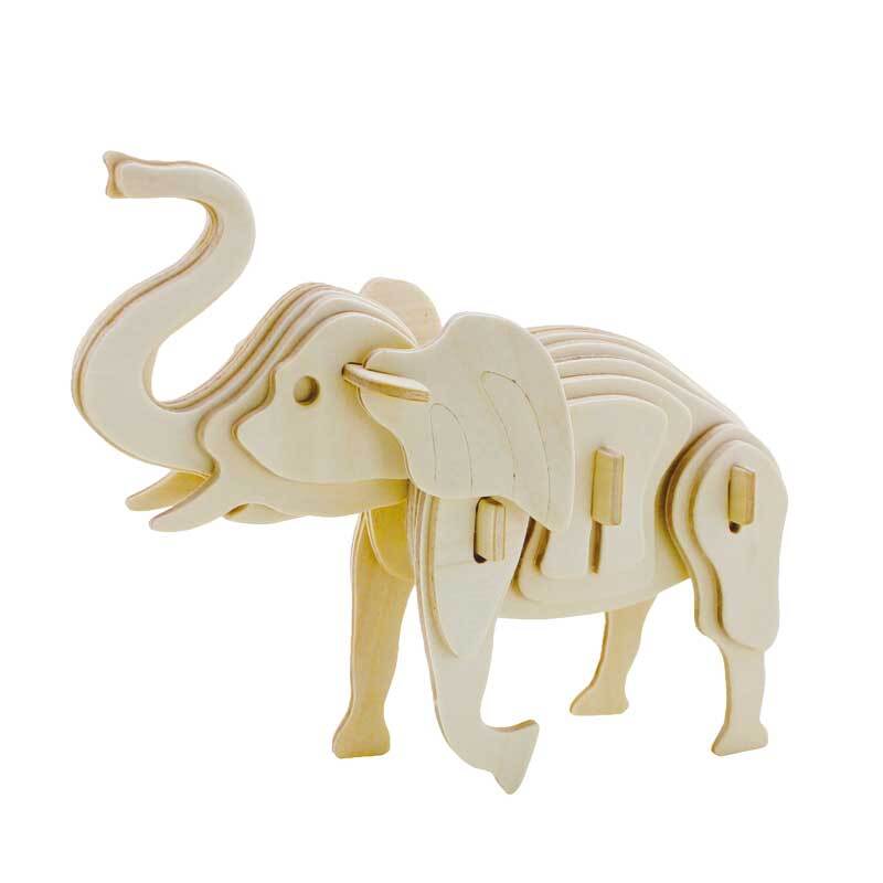 Houten bouwset olifant, 17 x 6 x 13 cm