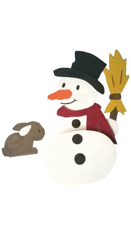 Houten bouwpakket rand kruk sneeuwpop, 18 x 17,2