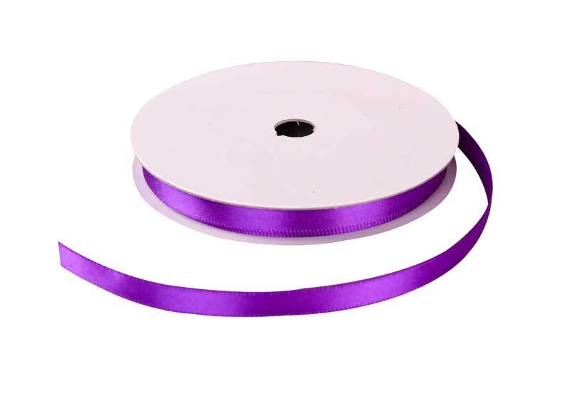 Rubans satin avec lisière - 6 mm, violet