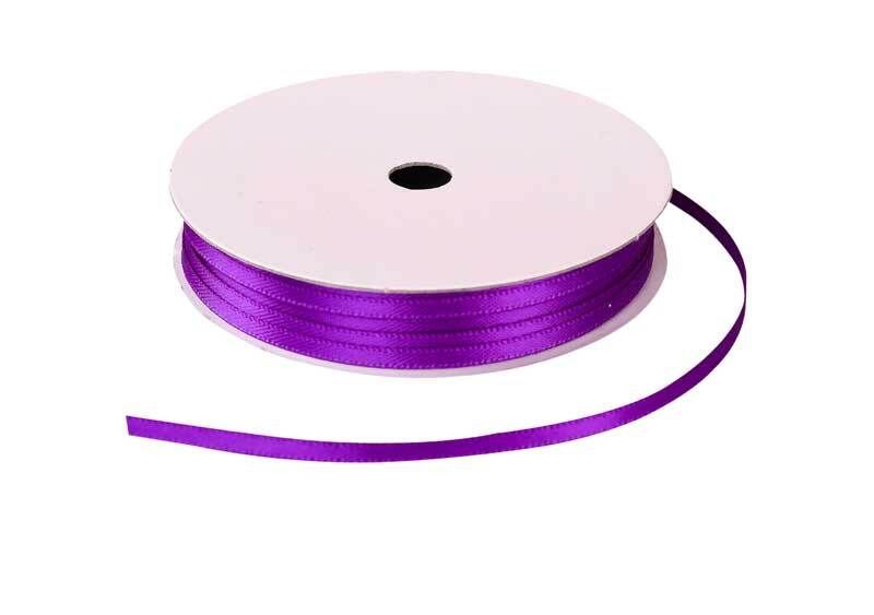 Rubans satin avec lisière - 3 mm, violet