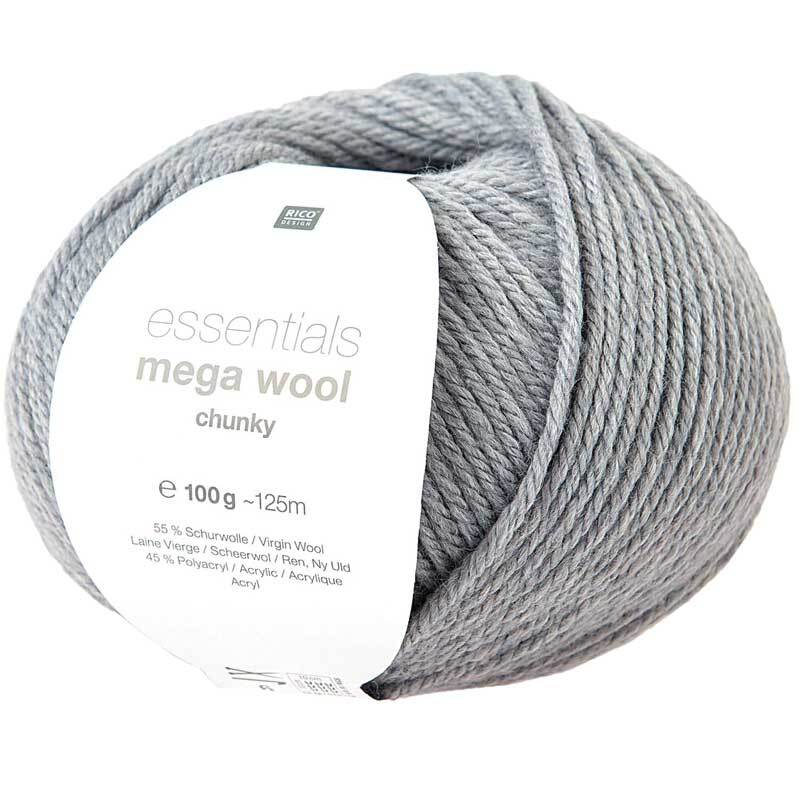 Wolle Essentials Mega Wool - 100 g, hellgrau